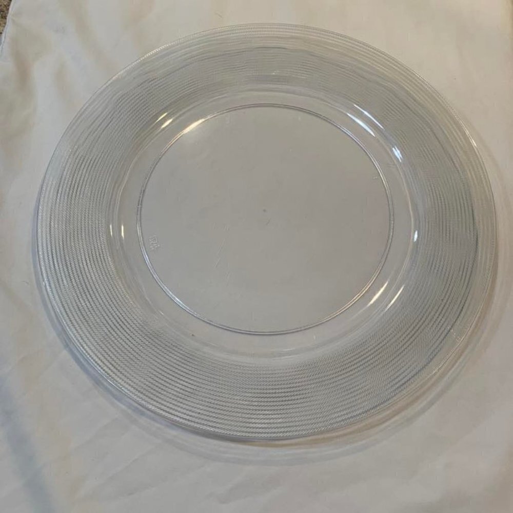 𝅺13" In Charger Plates [10 Pack] Clear, Silver Rope Textured Rim. - Picture 5 of 6
